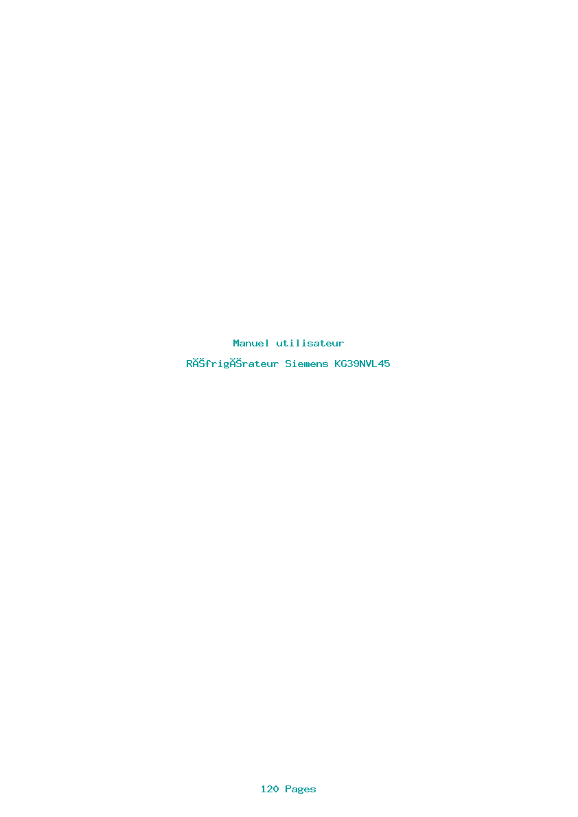 Page 1 de la notice Manuel utilisateur Siemens KG39NVL45