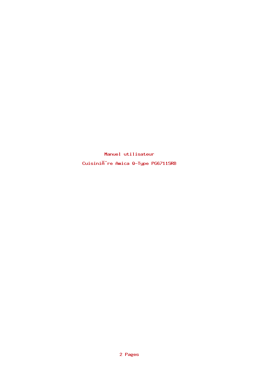 Page 1 de la notice Manuel utilisateur Amica Q-Type PG6711SRB