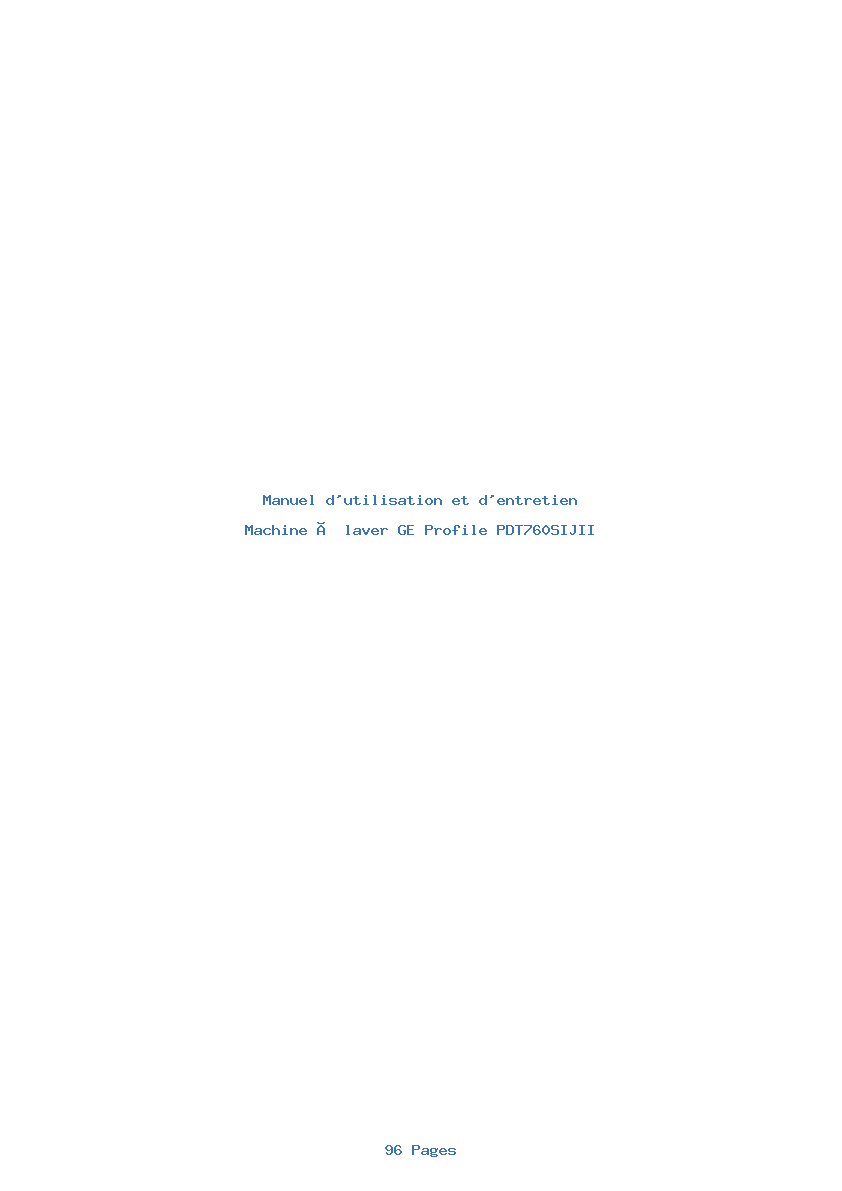 Image de la première page du manuel de l'appareil Profile PDT760SIJII