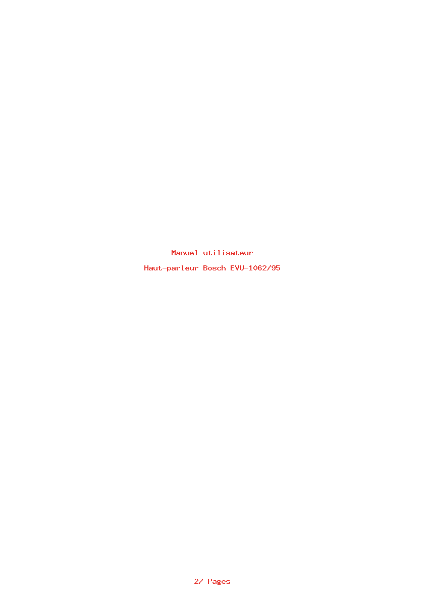 Page 1 de la notice Manuel utilisateur Bosch EVU-1062/95