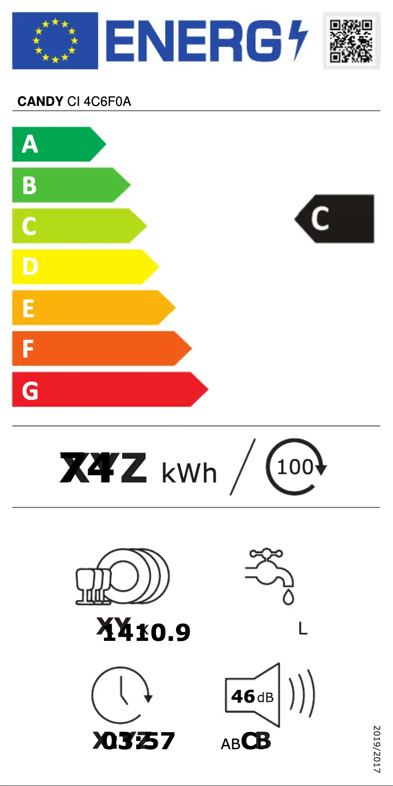 Page 1 of the manual Energy Label Candy CI 4C6F0A