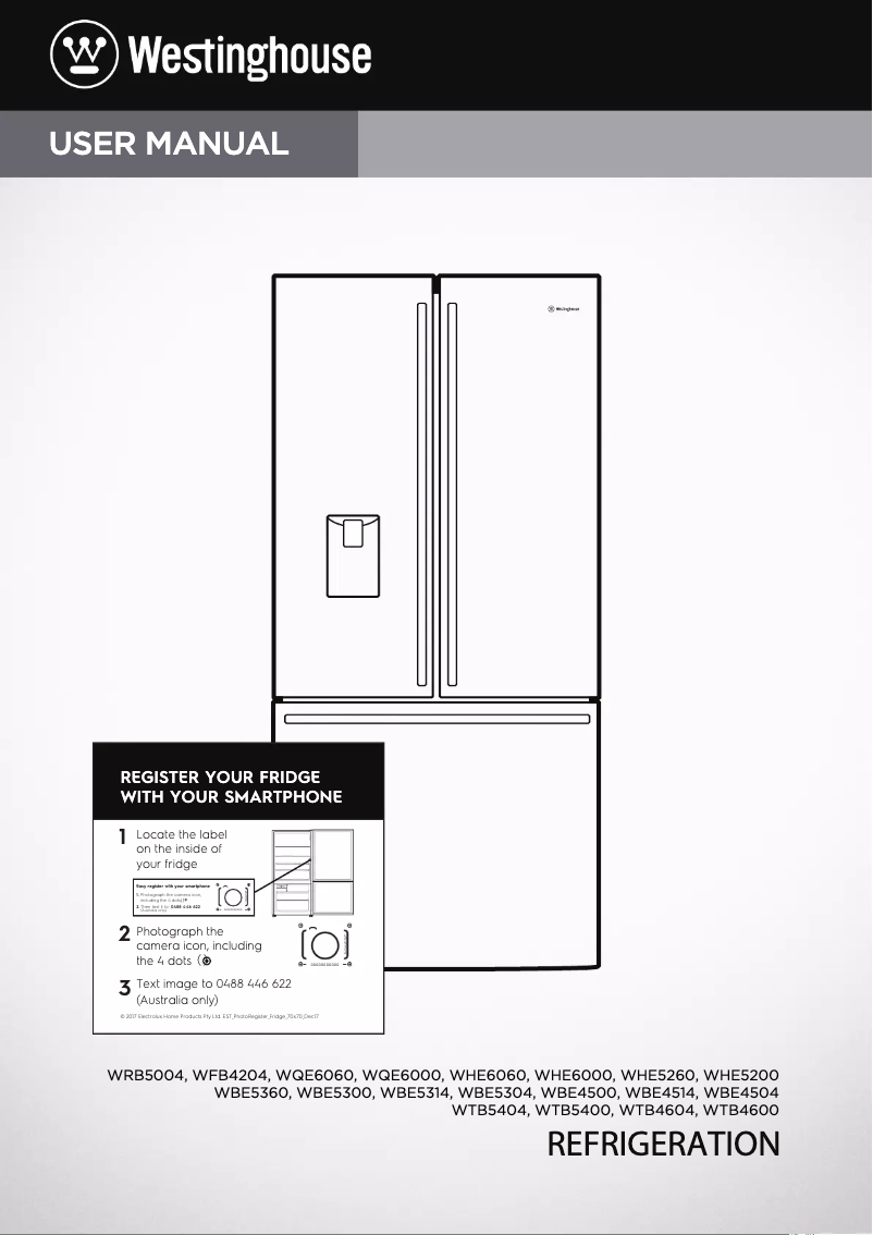 Page 1 de la notice Manuel utilisateur Westinghouse WFB4204WA
