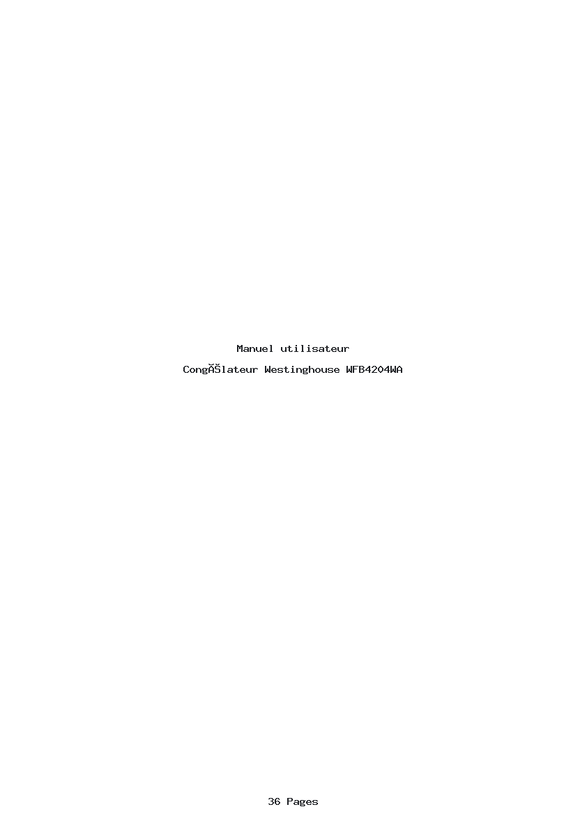 Page 1 de la notice Manuel utilisateur Westinghouse WFB4204WA