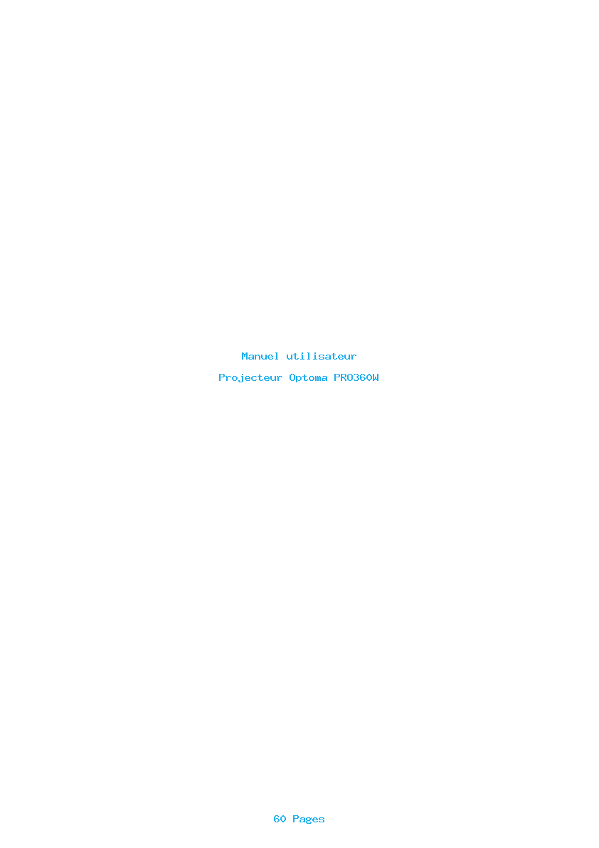Page 1 de la notice Manuel utilisateur Optoma PRO360W