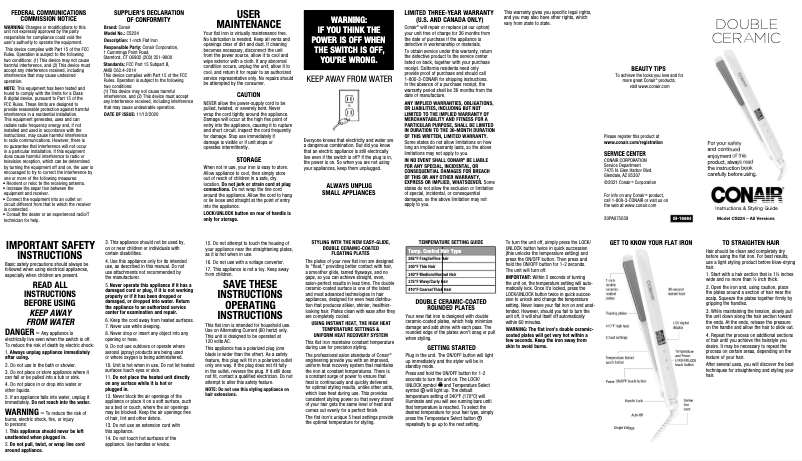 Page 1 de la notice Manuel utilisateur Conair CS224