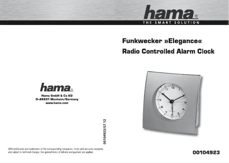 Page 1 de la notice Manuel utilisateur Hama 104923 Elegance