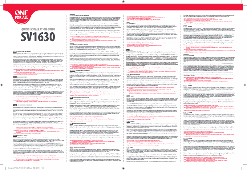 Page 1 of the manual User Manual One for all SV 1630