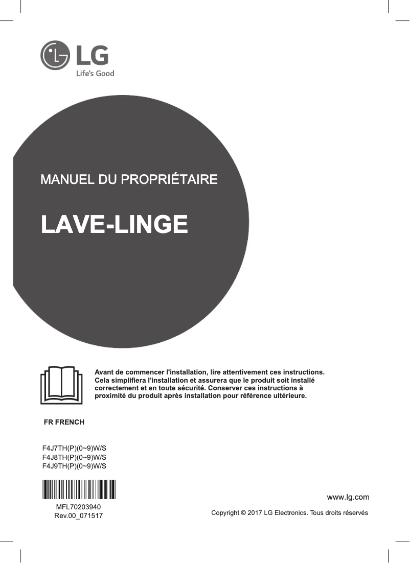 Page 1 de la notice Manuel utilisateur LG F4J7THP8S