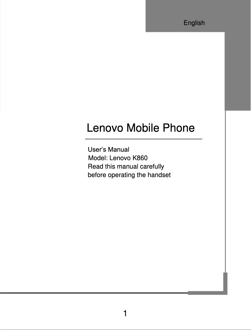 Page 1 de la notice Manuel utilisateur Lenovo K860