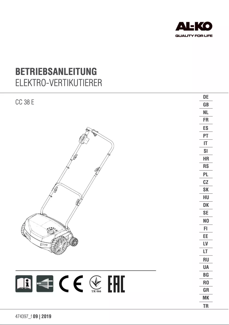 Page 1 de la notice Manuel utilisateur AL-KO Combi Care 38 E