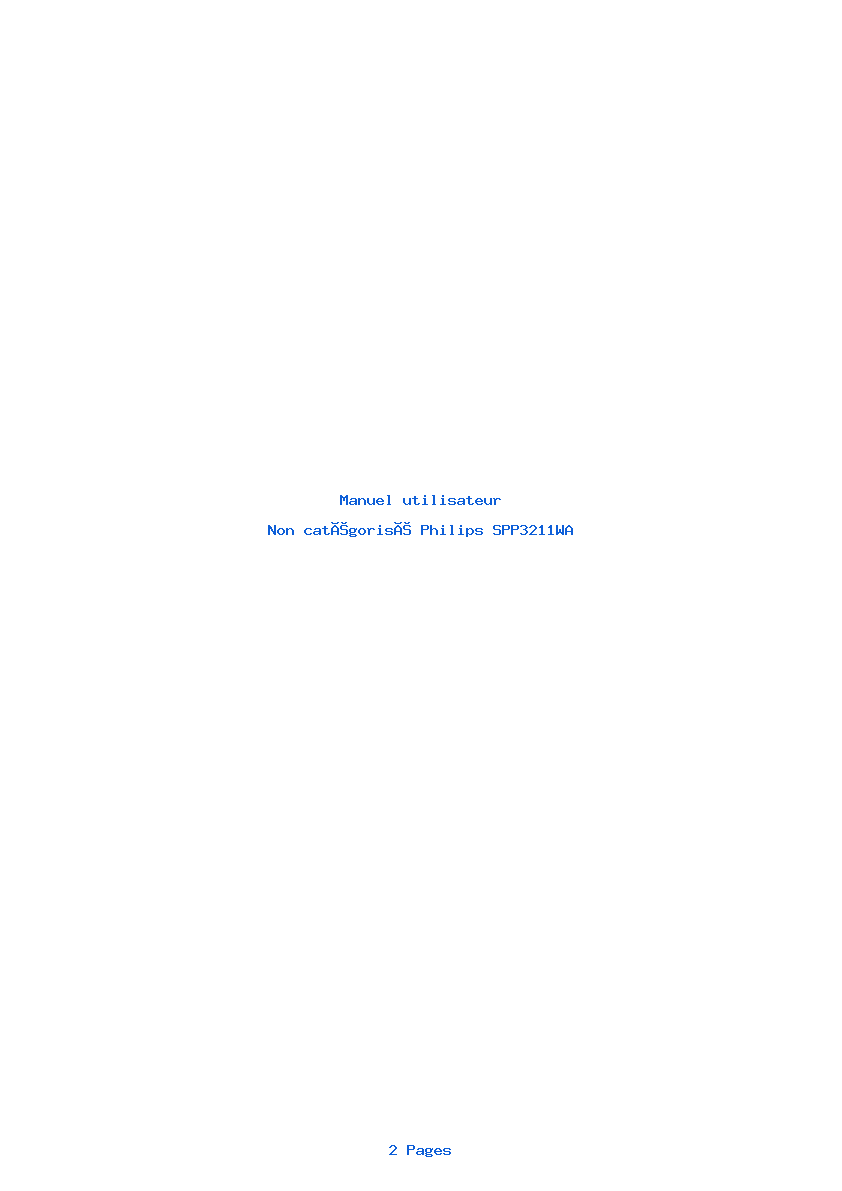 Page 1 de la notice Manuel utilisateur Philips SPP3211WA