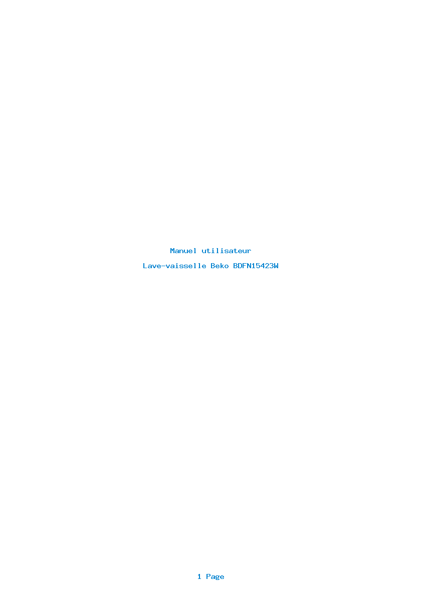 Page 1 de la notice Manuel utilisateur Beko BDFN15423W