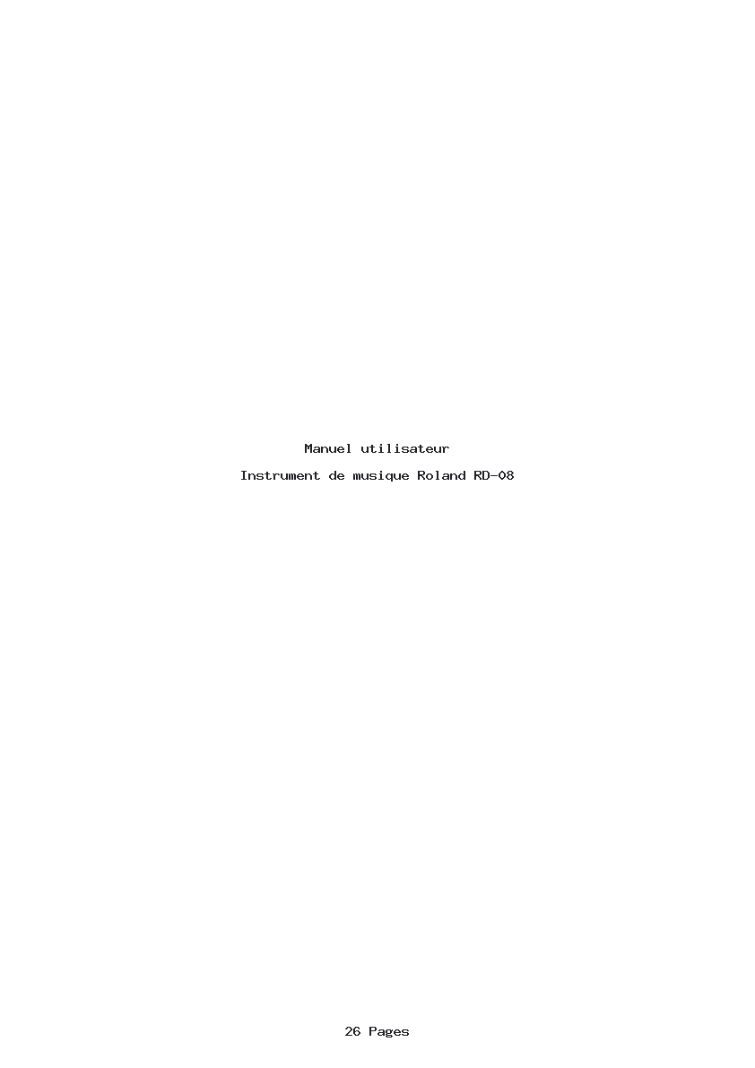 Page 1 de la notice Manuel utilisateur Roland RD-08