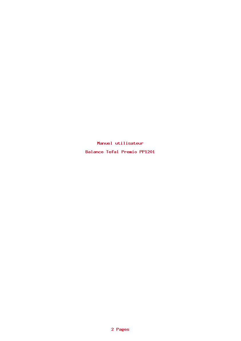 Page 1 de la notice Manuel utilisateur Tefal Premio PP1201