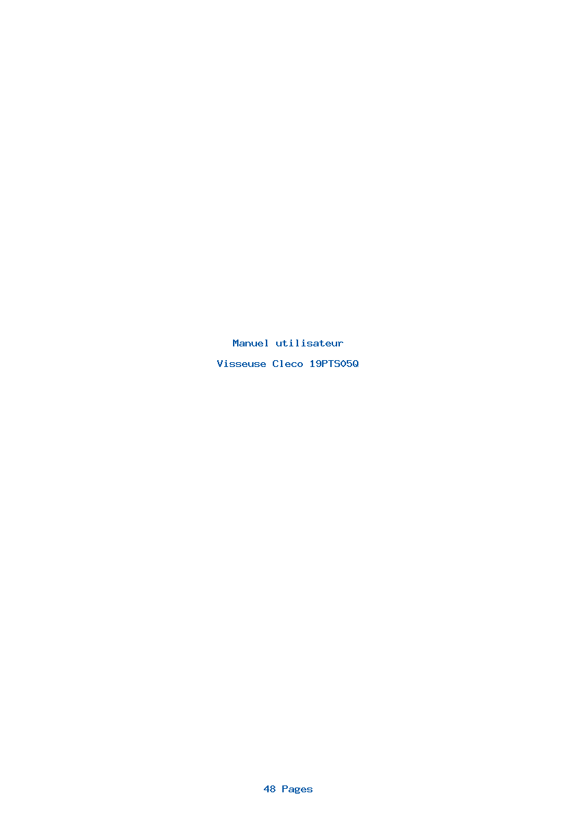 Page 1 de la notice Manuel utilisateur Cleco 19PTS05Q