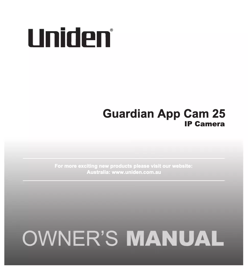 Page 1 de la notice Manuel utilisateur Uniden Guardian App Cam 25