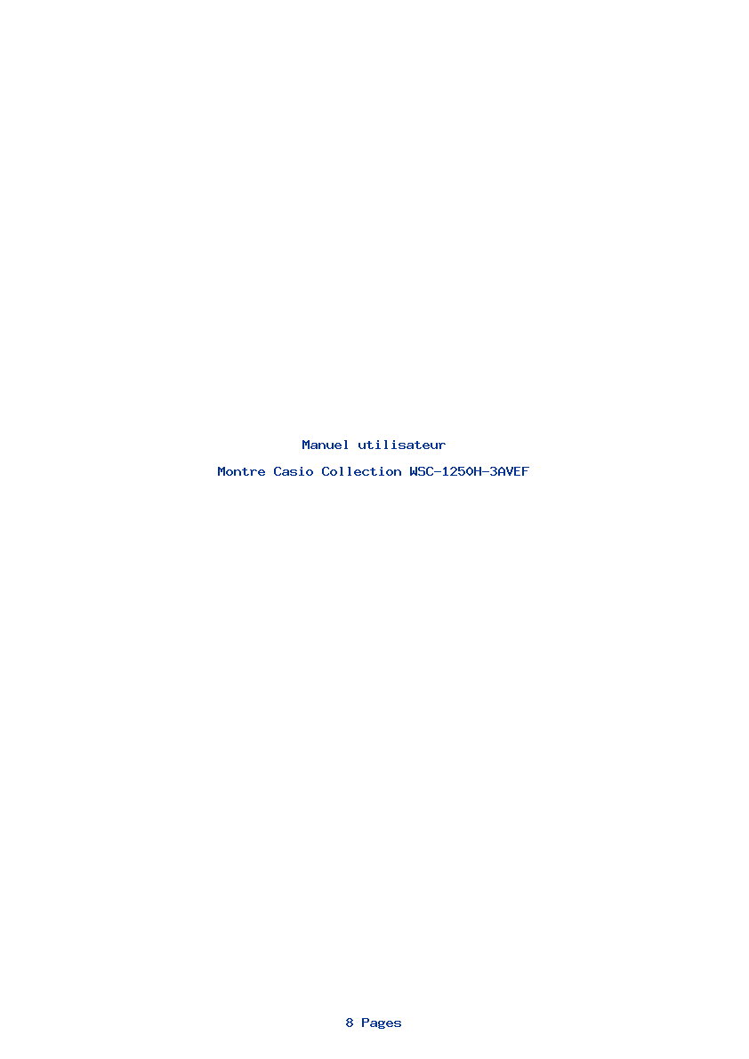 Page 1 de la notice Manuel utilisateur Casio Collection WSC-1250H-3AVEF