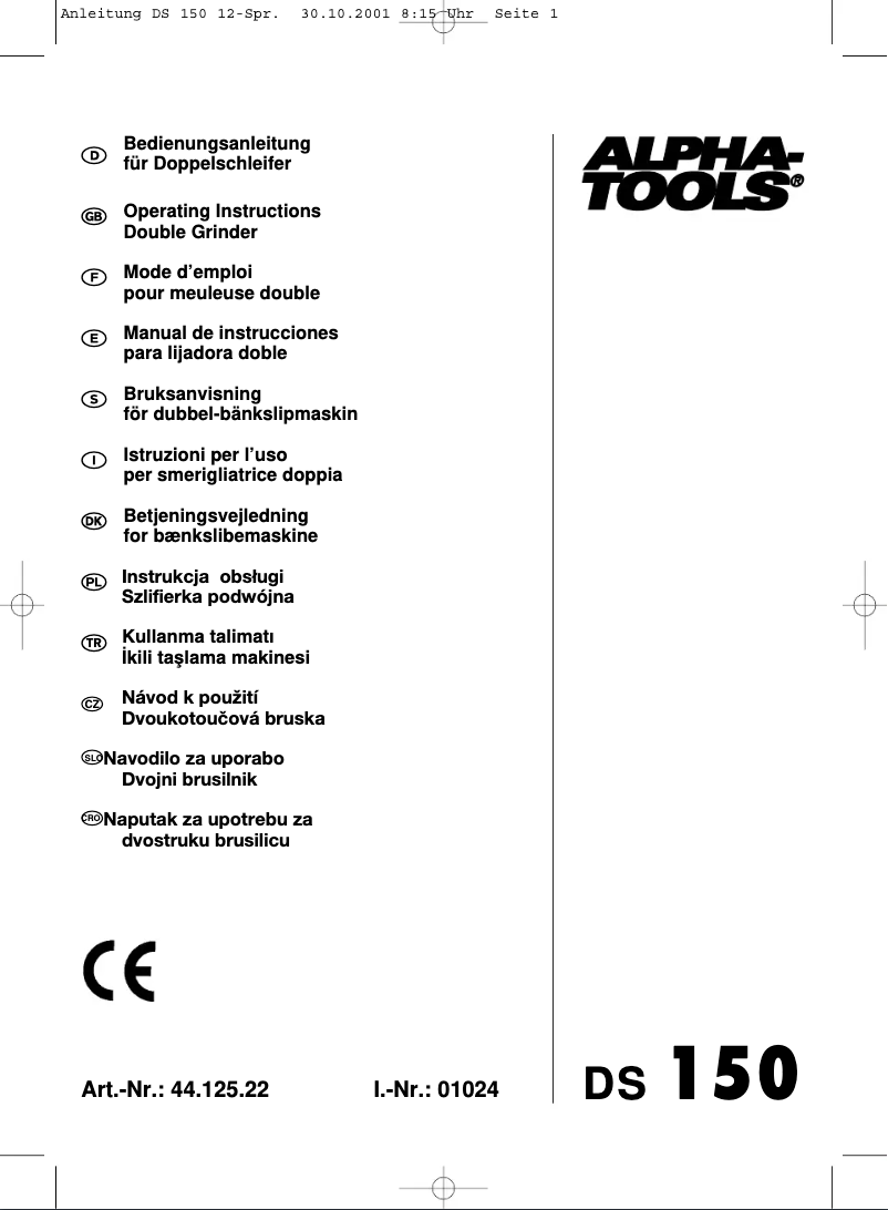 Page 1 de la notice Manuel utilisateur Alpha Tools DS 150