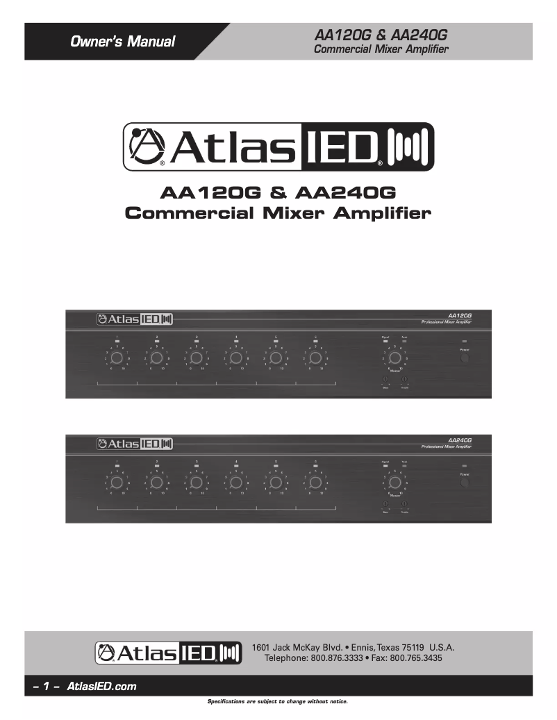 Page 1 of the manual User Manual Atlas AA120G
