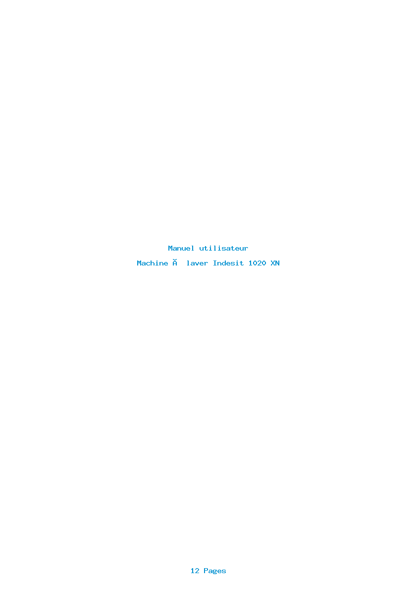 Page 1 de la notice Manuel utilisateur Indesit 1020 XN