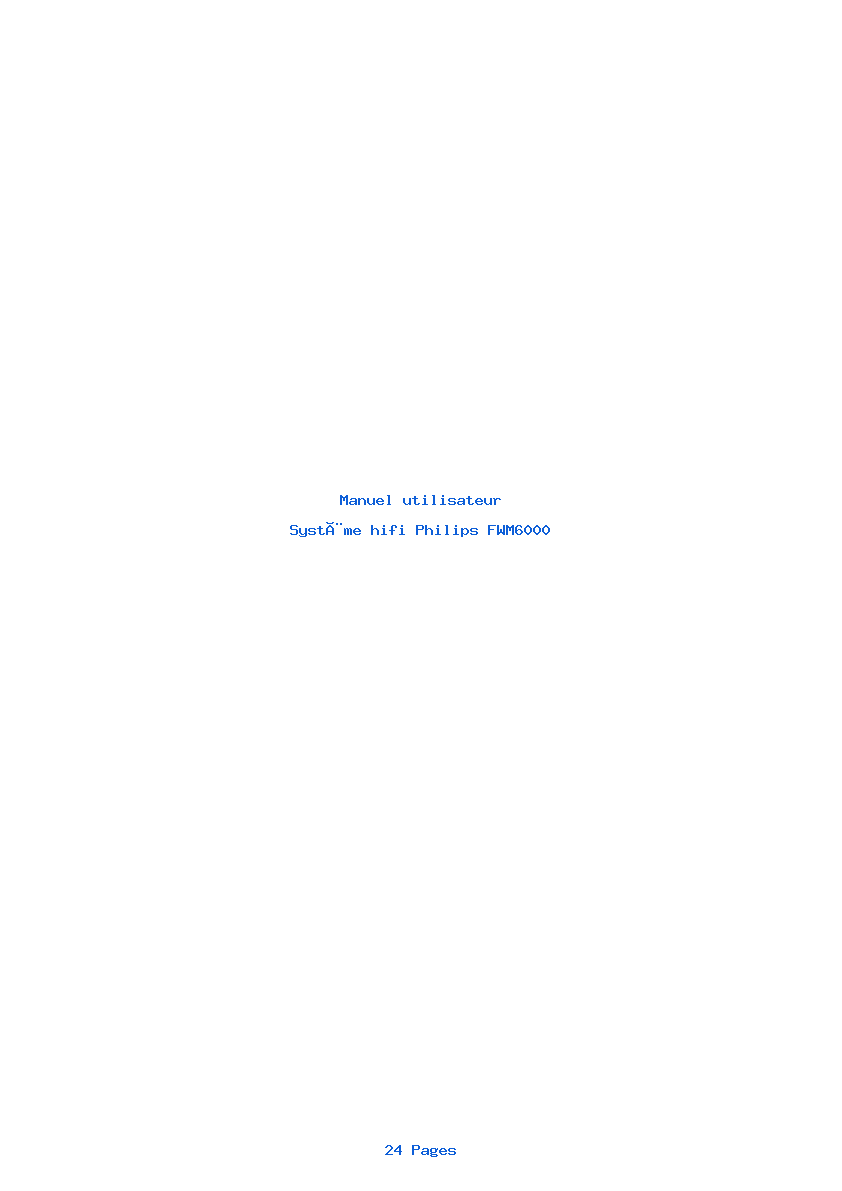 Page 1 de la notice Manuel utilisateur Philips FWM6000