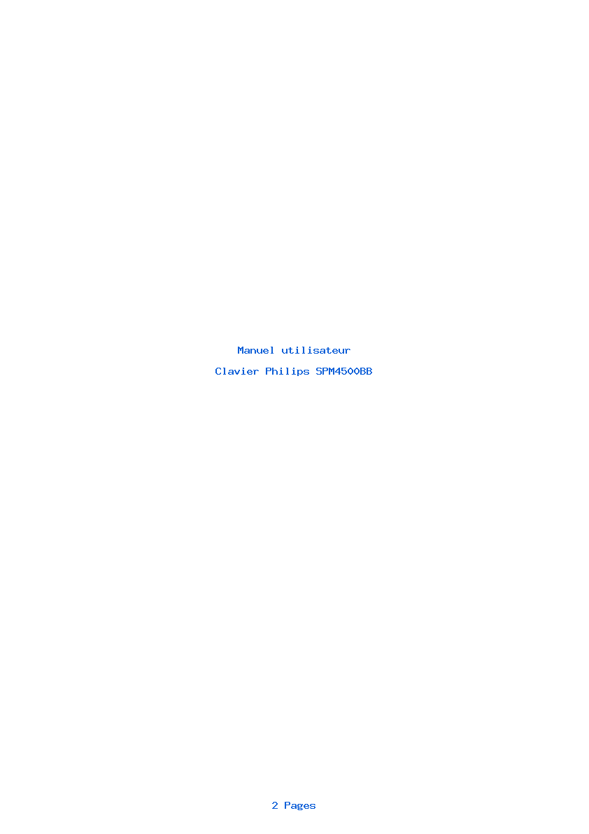 Page 1 de la notice Manuel utilisateur Philips SPM4500BB