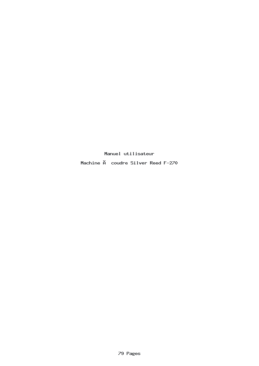 Page 1 de la notice Manuel utilisateur Silver Reed F-270