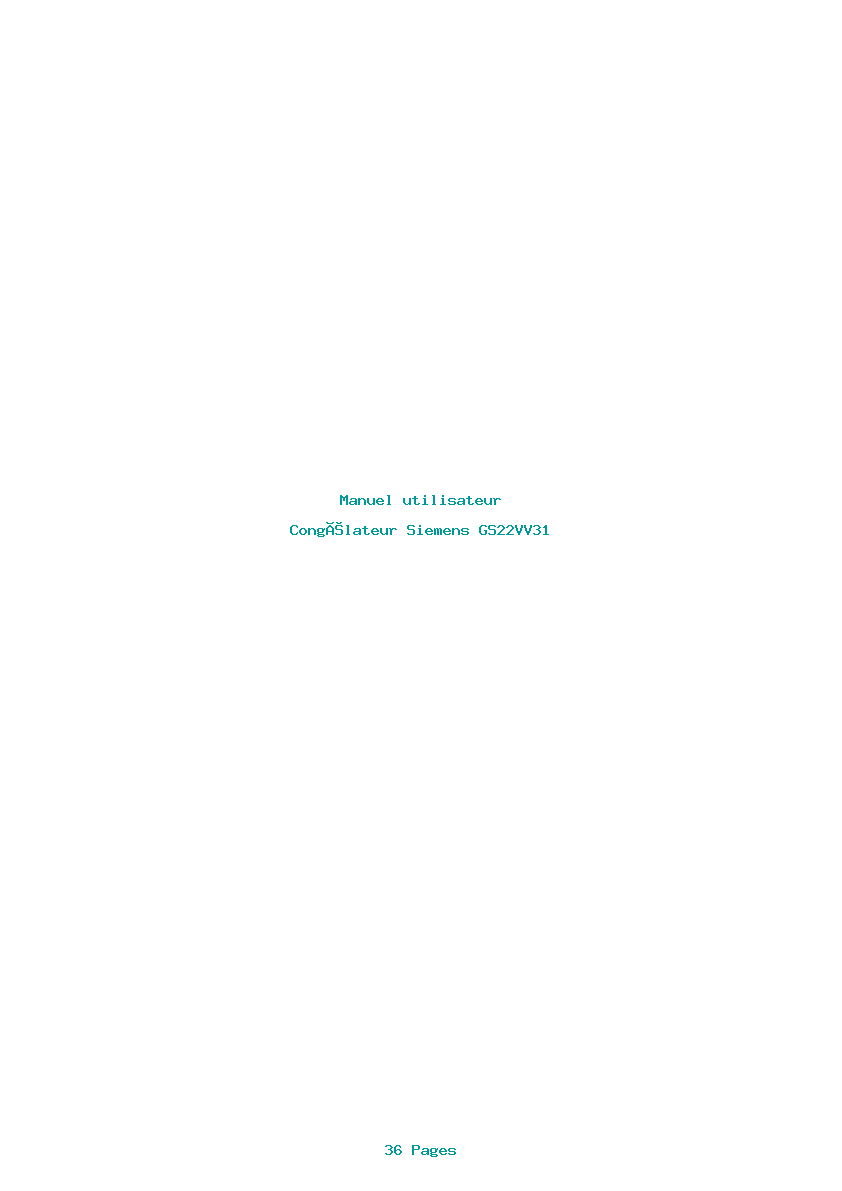 Page 1 de la notice Manuel utilisateur Siemens GS22VV31