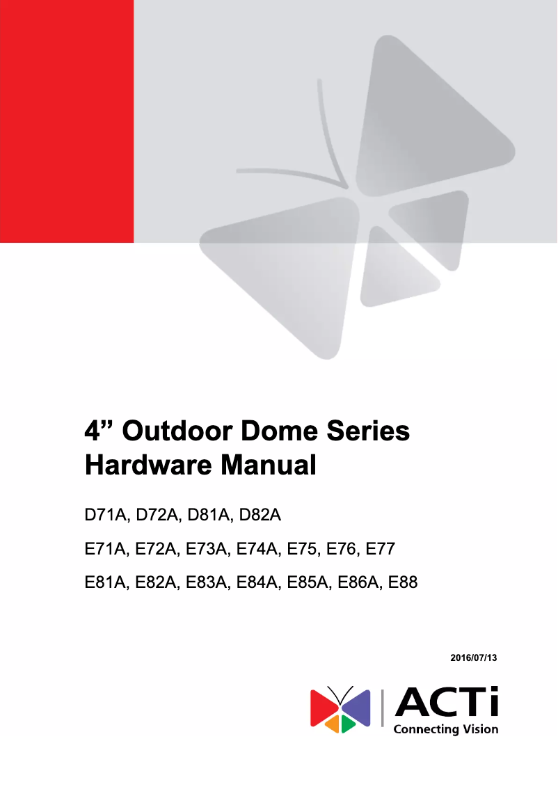 Page 1 de la notice Manuel utilisateur ACTi E85A