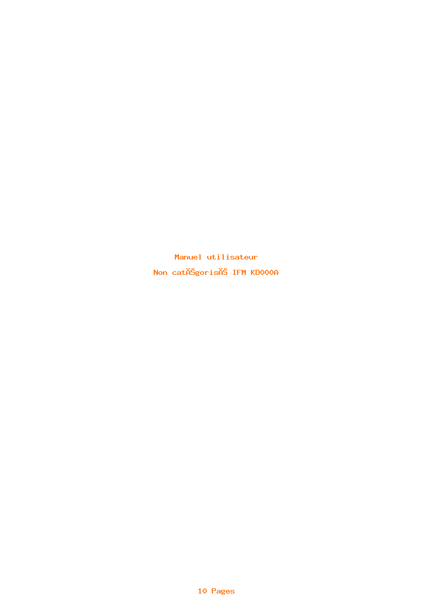 Page 1 de la notice Manuel utilisateur IFM KD000A