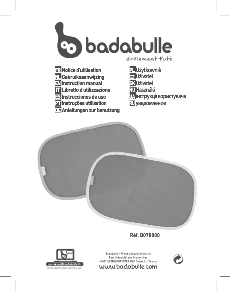 Page 1 de la notice Manuel utilisateur Badabulle B070000