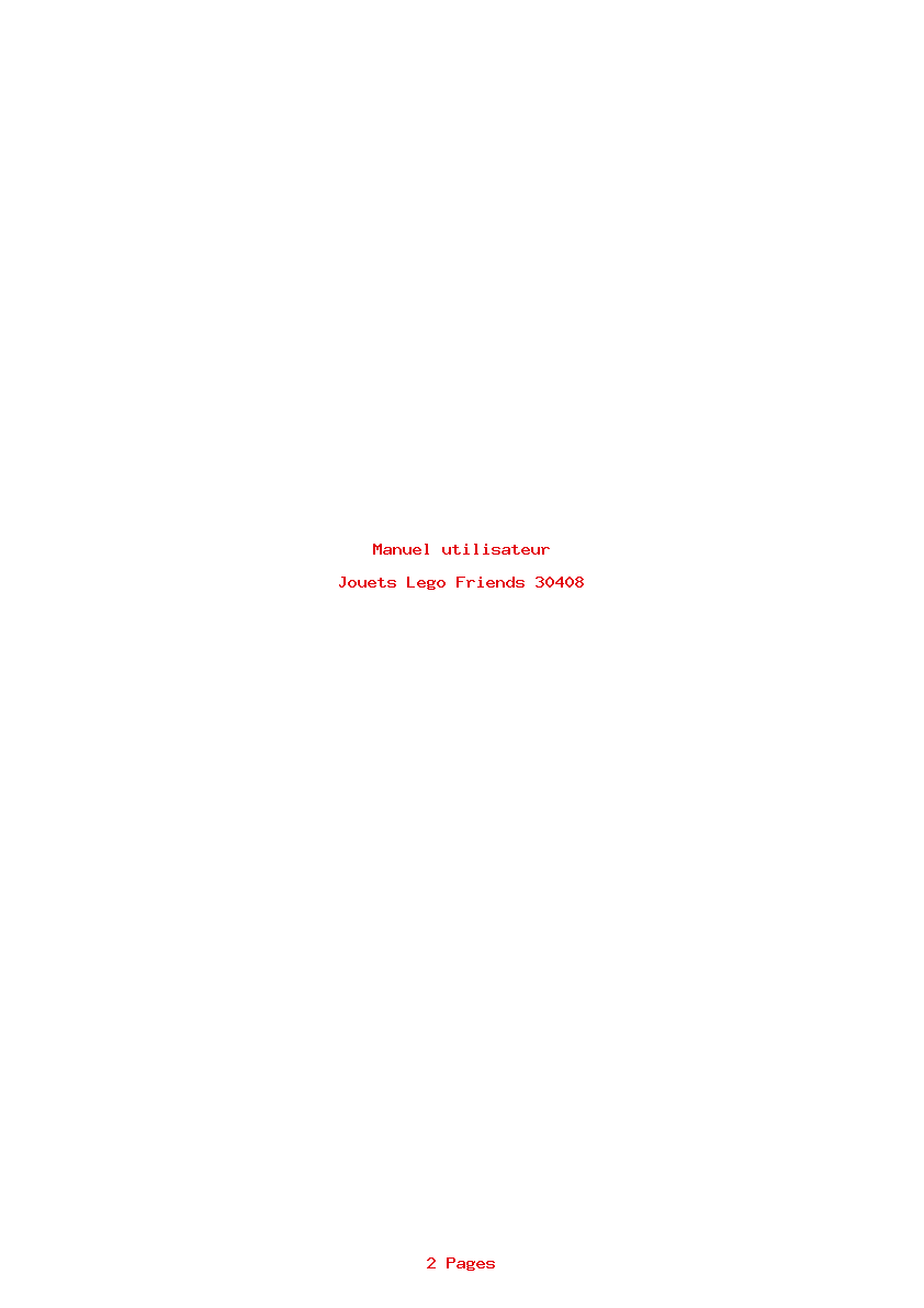 Page 1 de la notice Manuel utilisateur Lego Friends 30408
