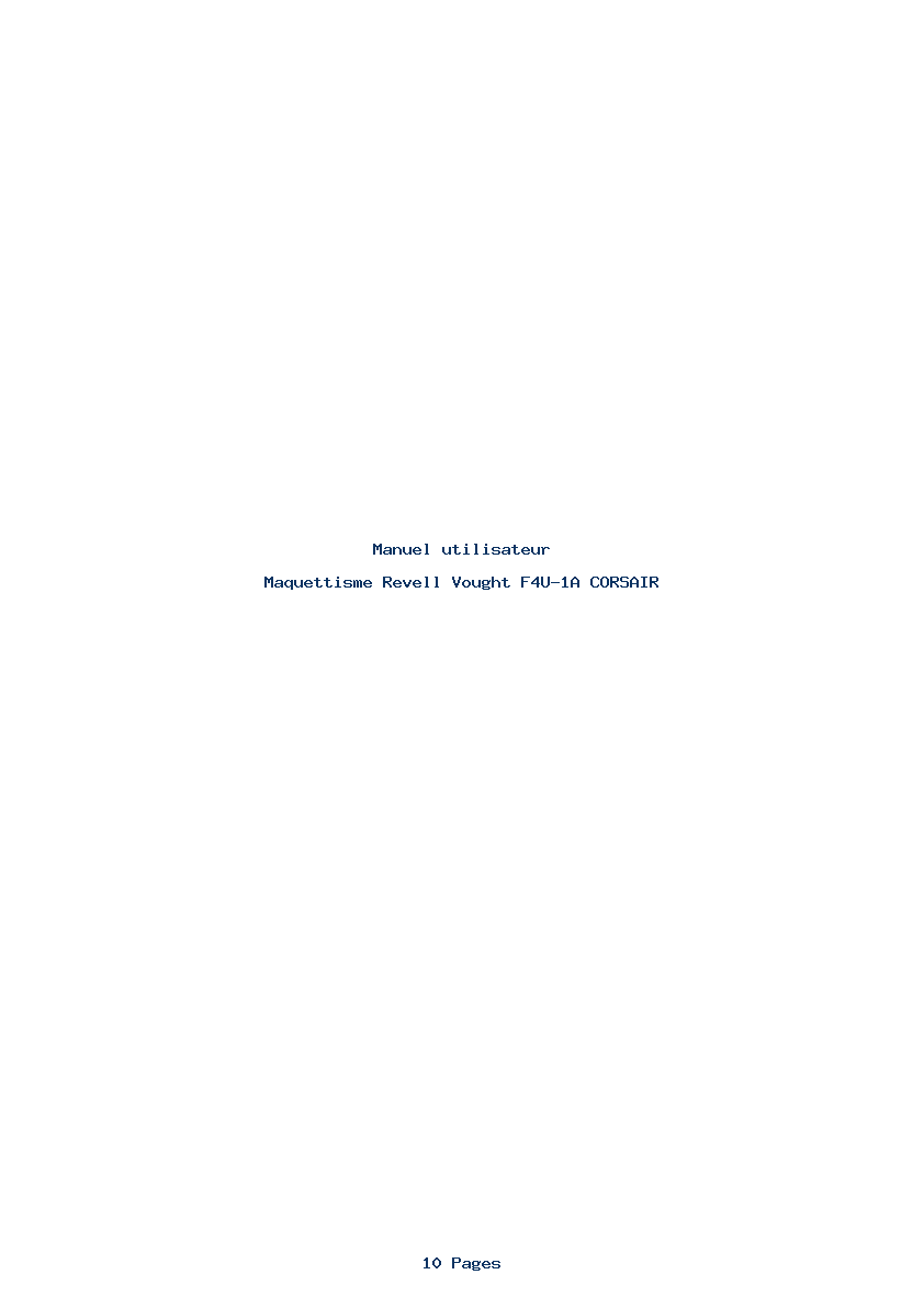 Page 1 de la notice Manuel utilisateur Revell Vought F4U-1A CORSAIR
