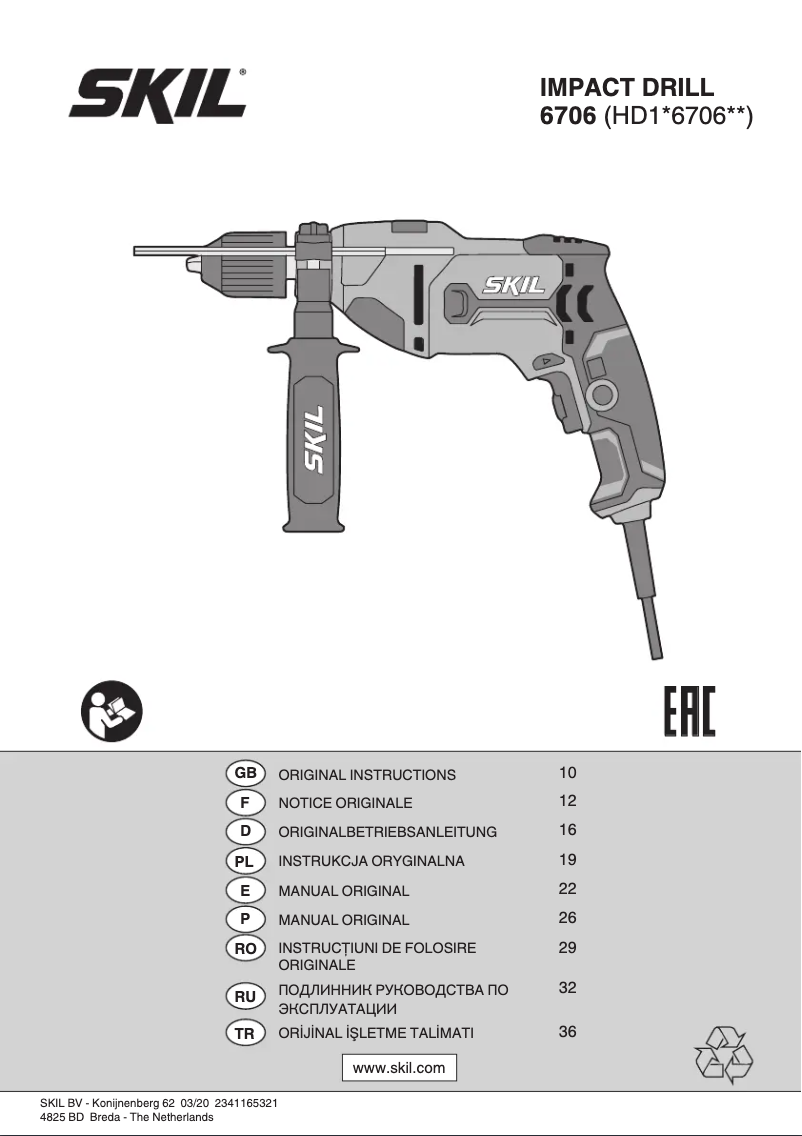 Page 1 de la notice Manuel utilisateur Skil 6725 GA