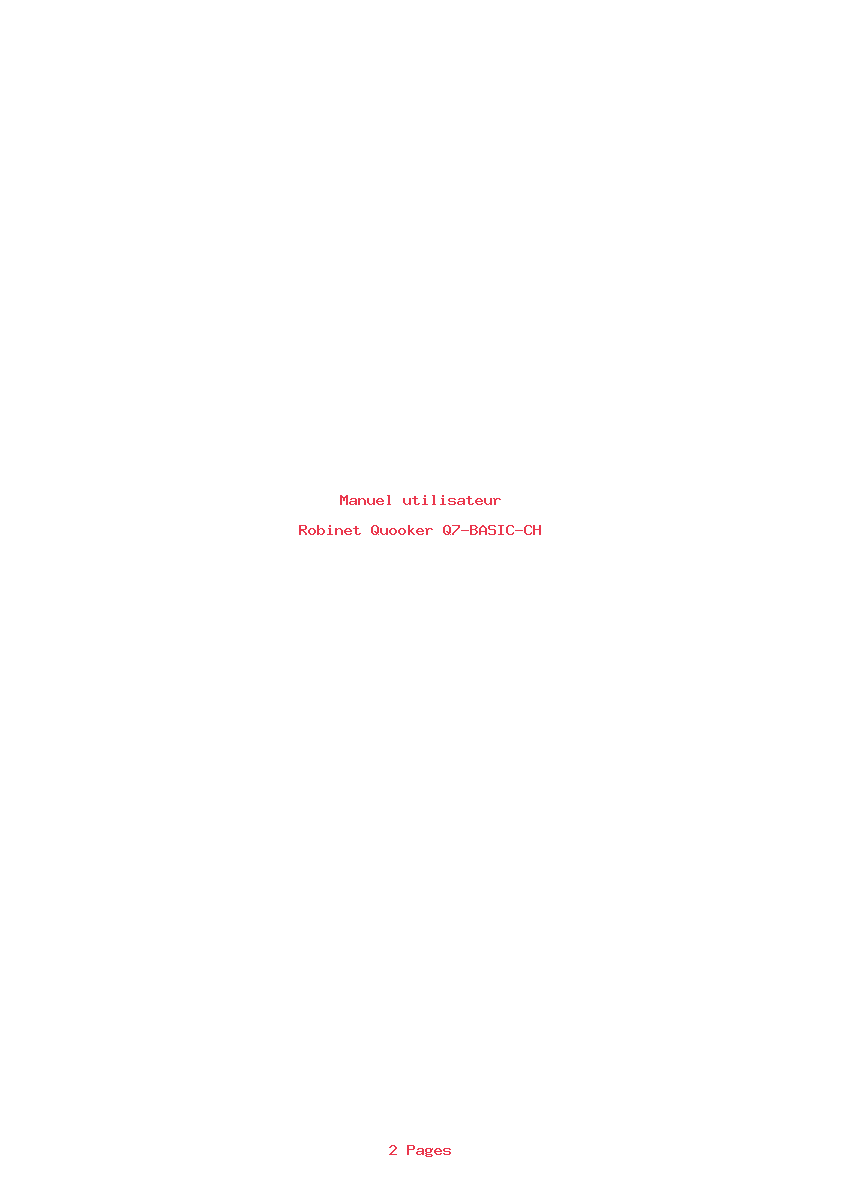 Page 1 de la notice Manuel utilisateur Quooker Q7-BASIC-CH