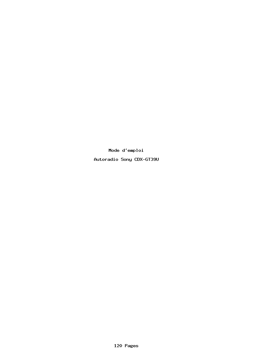 Page 1 de la notice Mode d'emploi Sony CDX-GT39U