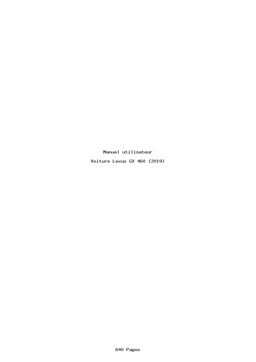 Page 1 de la notice Manuel utilisateur Lexus GX 460 (2019)