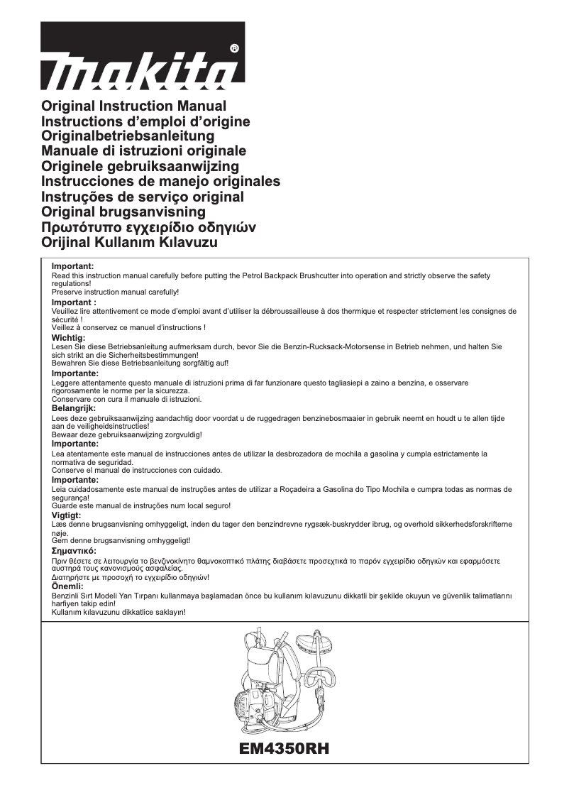 Page 1 of the manual User Manual Makita EM4350RH