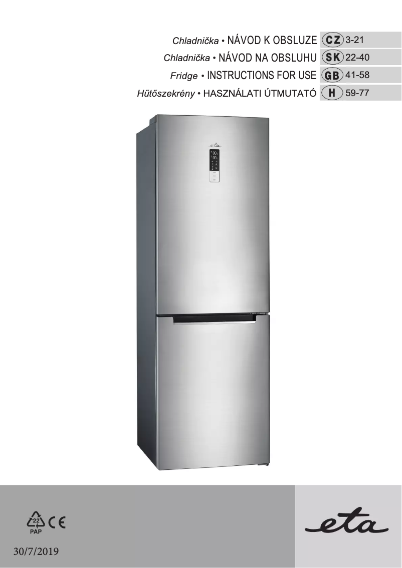 Page 1 de la notice Manuel utilisateur Eta 335590000