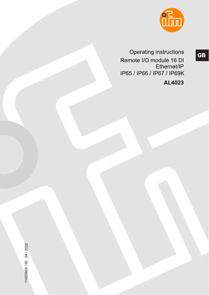 Page 1 de la notice Manuel utilisateur IFM AL4023
