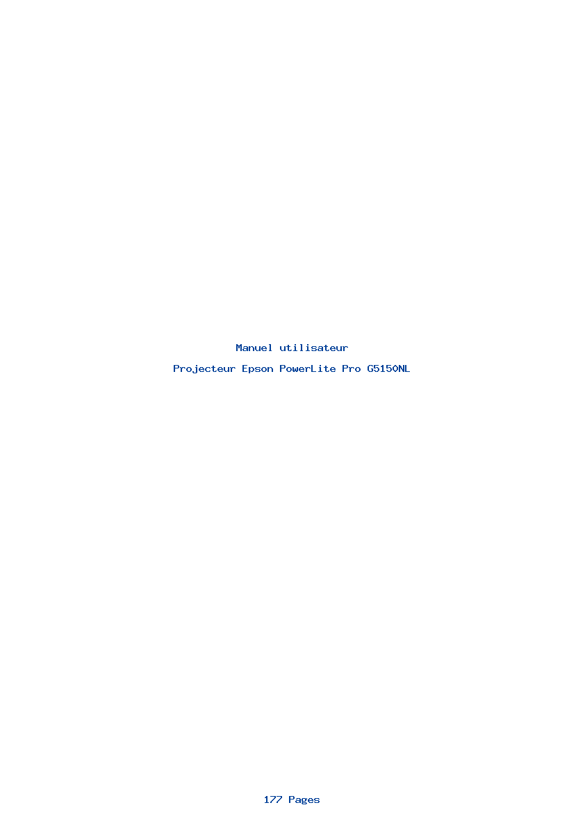 Page 1 de la notice Manuel utilisateur Epson PowerLite Pro G5150NL