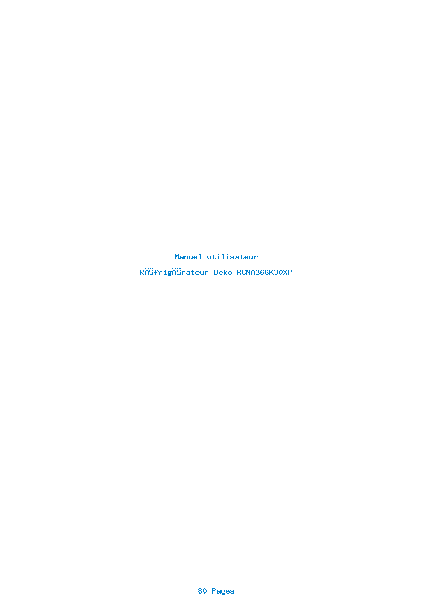 Page 1 de la notice Manuel utilisateur Beko RCNA366K30XP