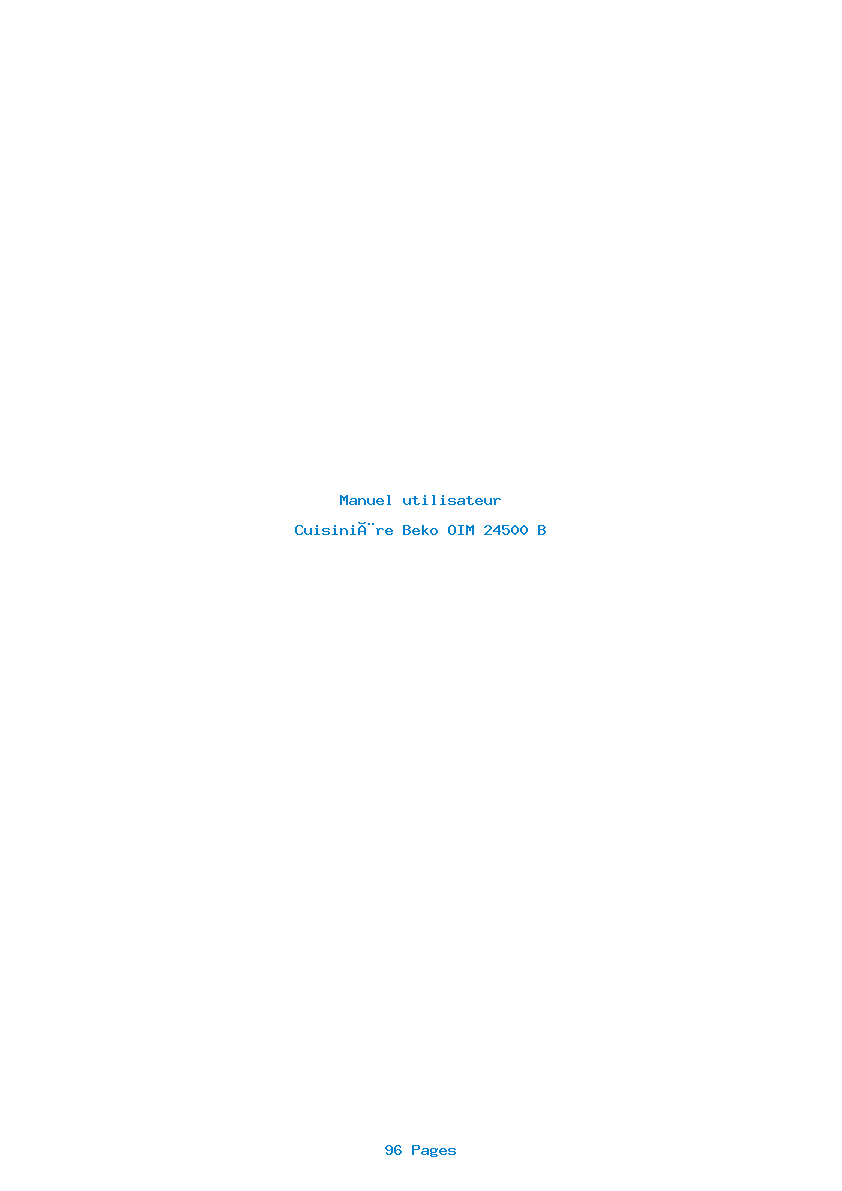 Page 1 de la notice Manuel utilisateur Beko OIM 24500 B