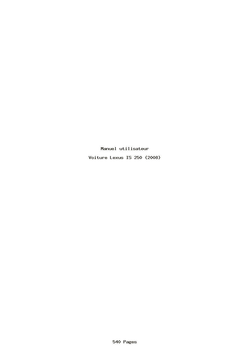 Page 1 de la notice Manuel utilisateur Lexus IS 250 (2008)
