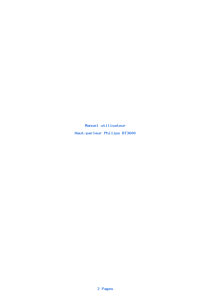 Page 1 de la notice Manuel utilisateur Philips BT3600