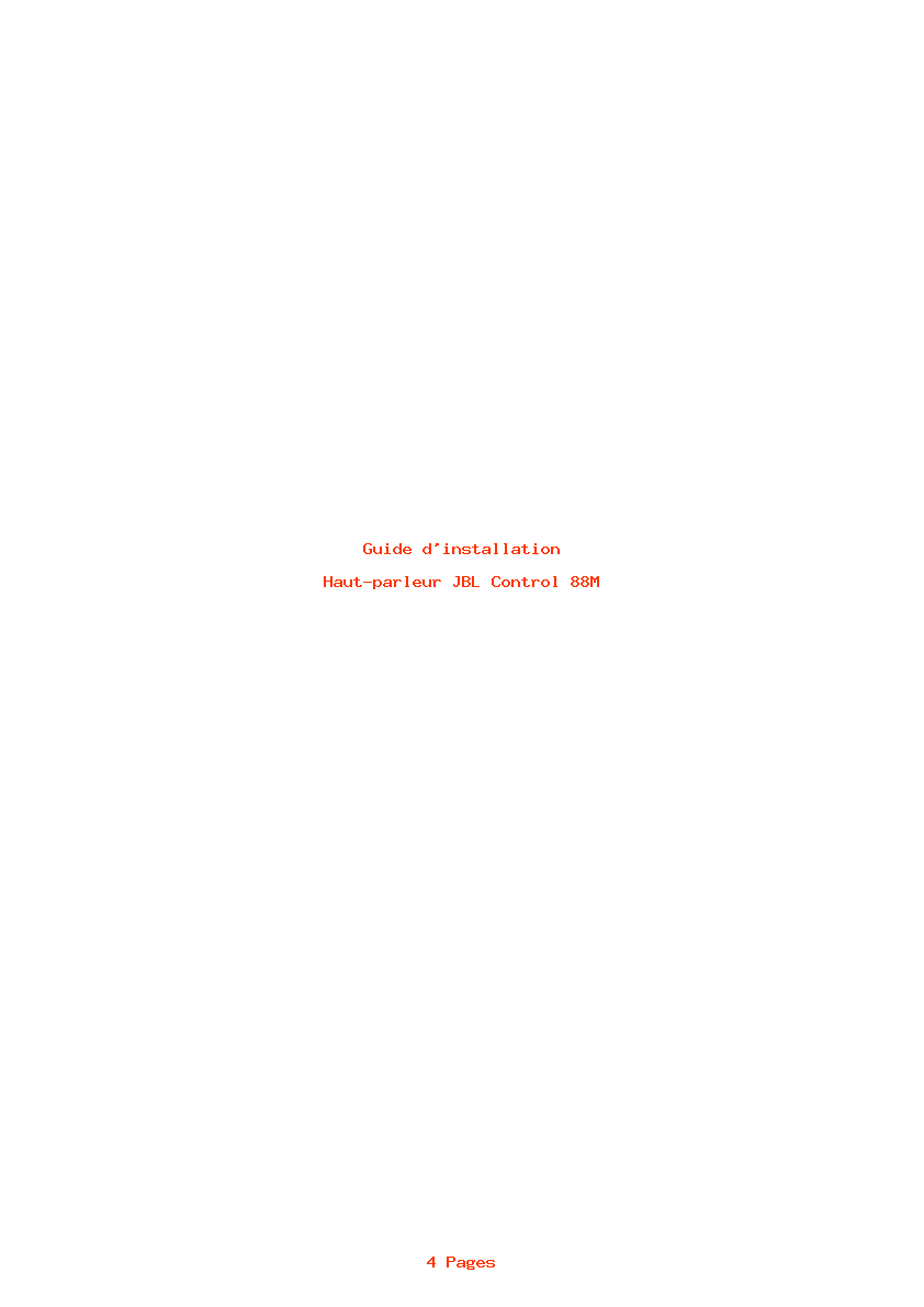 Page 1 de la notice Guide d'installation JBL Control 88M