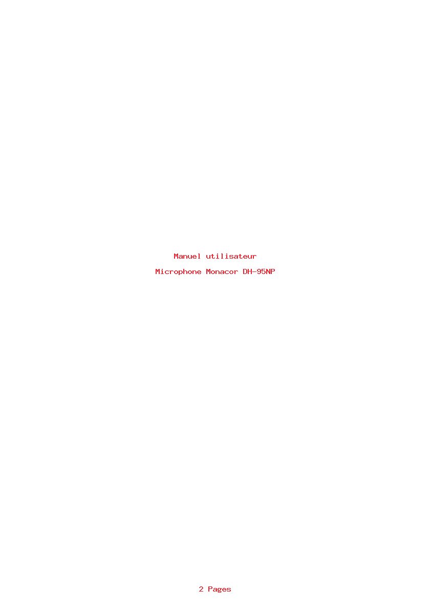 Page 1 de la notice Manuel utilisateur Monacor DH-95NP