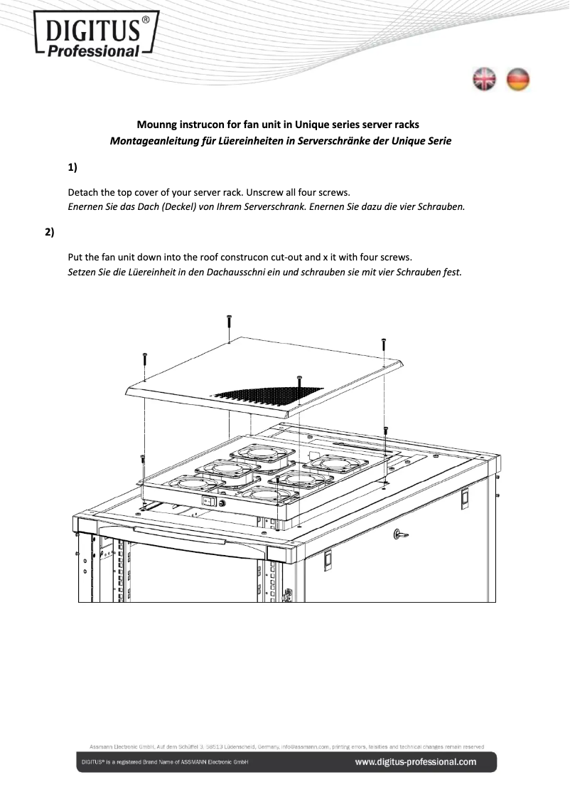 Page 1 de la notice Manuel utilisateur Digitus DN-19 FAN-4-SRV-B