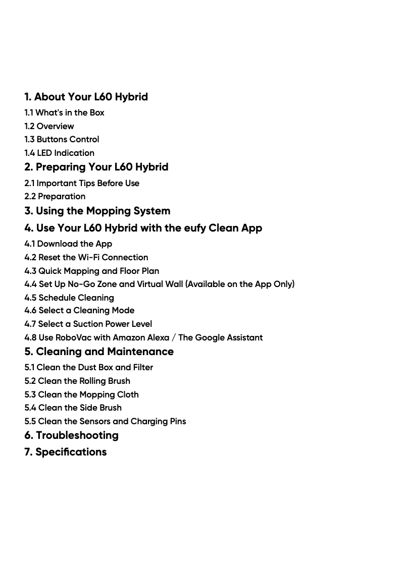 Page 1 of the manual User Manual Eufy L60 Hybrid
