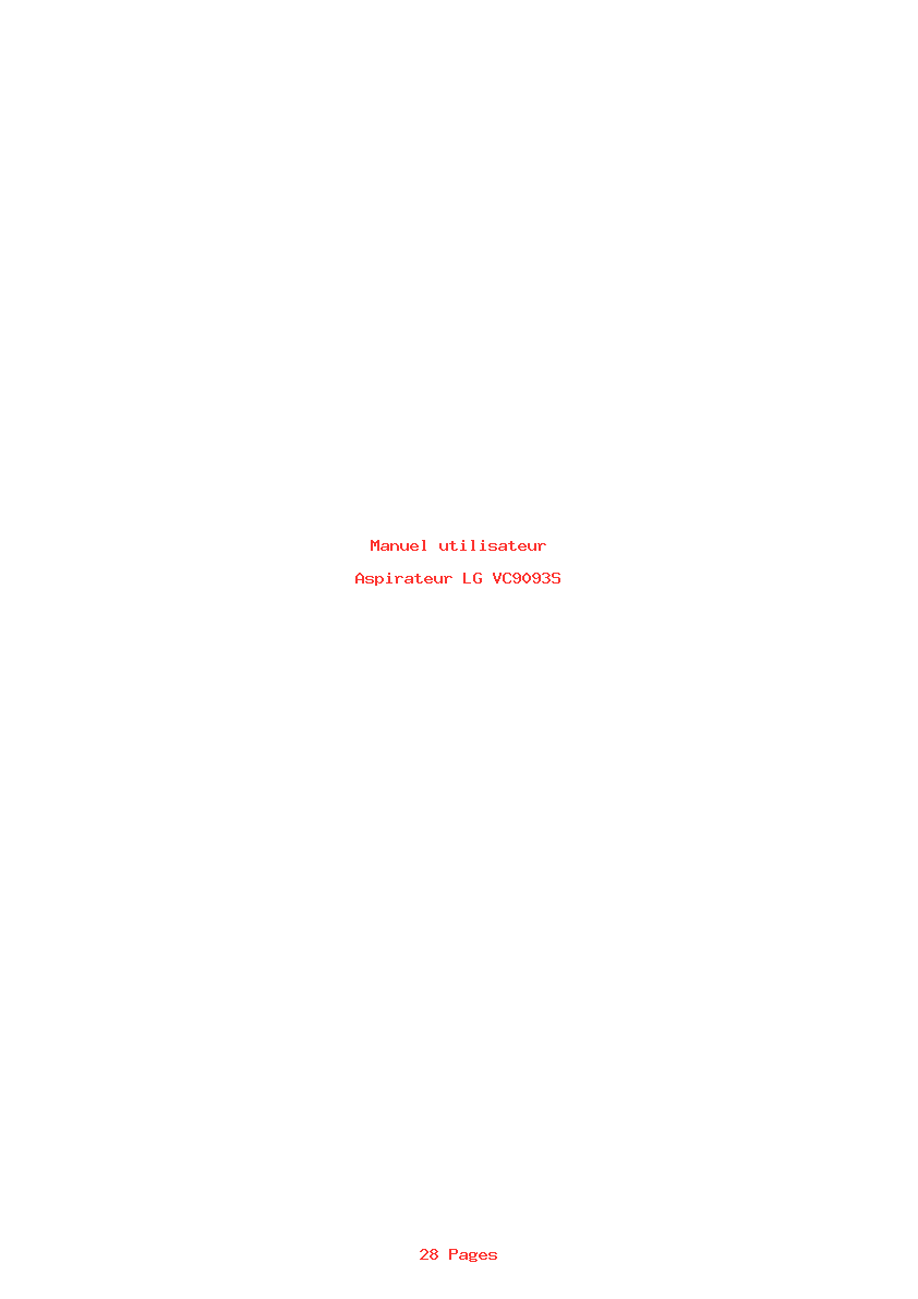 Page 1 de la notice Manuel utilisateur LG VC9093S